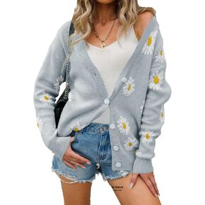 المرأة الأزهار طباعة كم طويل الخامس الرقبة البلوزات زر أسفل الأصفاد مضلع متماسكة اقتصاص سترة سترة in Kuwait