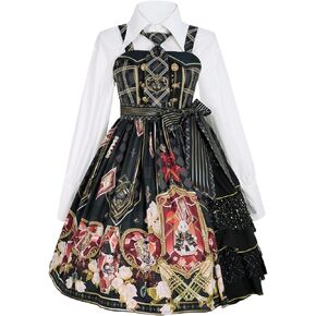Mingyuezai Women' Gothic sweet Dress 2 Piece Set bunny Print Halloween Costume