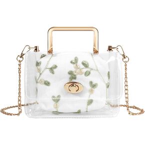Clear Shoulder Bag Purse, 2 in 1 Transparent Crossbody Bag Jelly Handbag, Polyvinyl Chloride Top Handle Chain Clutch for Women (Not Cpmpatible with Phones)