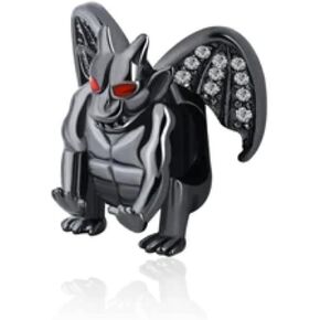 Sterling Silver Gargyogle Black Enamel Halloween Charm Bead For Pandora & Similar Charm Bracelets or Necklaces