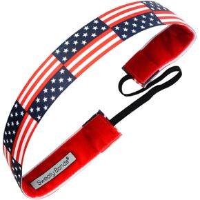 Sweaty Bands Womens Girls Headband - Non-Slip Velvet-Lined Patriotic Hairband - Home of The Brave
