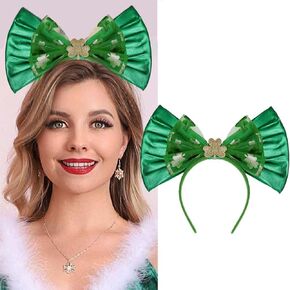 عيد القديس باتريك LED تضيء عقال الأخضر الترتر القوس أغطية الرأس البرسيم الشعر الأطواق شامروك شبكة إكسسوارات الشعر in Kuwait