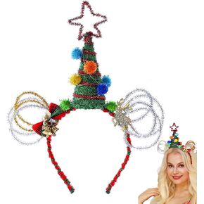 Coxiva تضيء عيد الميلاد عقال ستار الشعر الأطواق قرن الوعل هيرباند شجرة سانتا خوذة لعيد الميلاد عطلة تفضل الكبار الاطفال in Kuwait