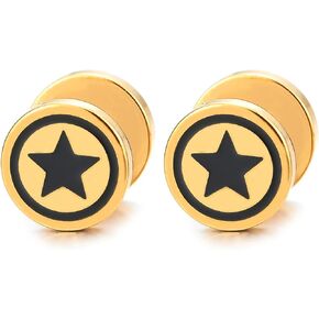 Men Women Circle Star Stud Earring Enamel, Steel Cheater Fake Ear Plugs Gauges Illusion Tunnel