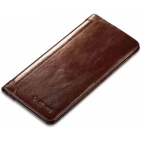 Genuine Italian Leather Handbag Organizer Card Case Long Bifold Wallet
