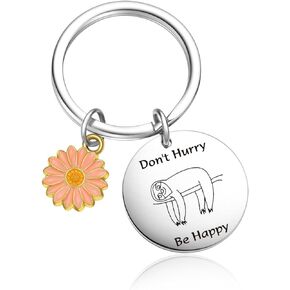 Sloth Themed Keychain For Sloth Girl Keyring Positive Gift For Girlfriend Gifts Coworkers Keychain