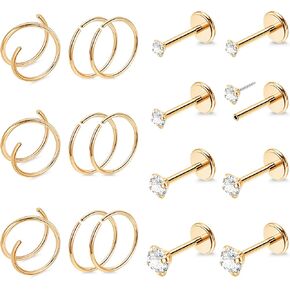 17 قطعة 20 جرام 316L الفولاذ المقاوم للصدأ مزدوج الأنف الدائري للنساء الرجال تشيكوسلوفاكيا Threadless دفع في الأنف ترصيع الأنف خواتم هوب الأنف الثقب مجوهرات in Kuwait