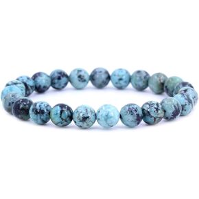 Keleny Gem Semi Precious Gemstones 8mm Natural Quartzite Stone Round Beads Rock Crystal Jasper Stretch Bracelet 7 Inch Unisex