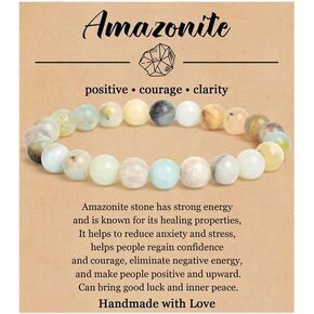 سوار الحجر الطبيعي للنساء والرجال 8 مم شفاء دائري من الأحجار الكريمة سوار مطرز بالكريستال والقلق والتمدد سوار اليوغا أساور مجوهرات هدايا in Kuwait