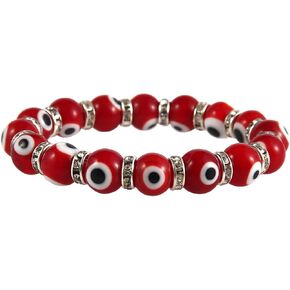 Pingyongchang Evil Eye Bracelet Charm Beaded Crystal Bracelets Jewelry Boho Protection Stretch Bracelets for Women Womens Strand Jewelry