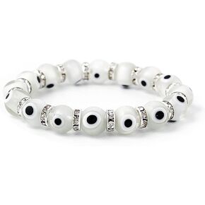 Pingyongchang Evil Eye Bracelet Charm Beaded Crystal Bracelets Jewelry Boho Protection Stretch Bracelets for Women Womens Strand Jewelry