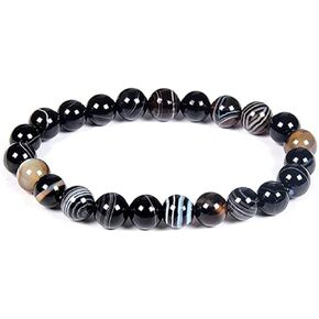 Handmade Healing Crystal Bracelet For Unisex Adult,Reiki Sulemani Hakik,as Black Agate, is a precious gemstone with a rich history and significant metaphysical properties.