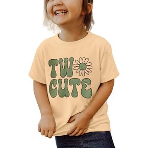 GLIGLITTR 2nd Birthday Outfits Toddler Girls Two Cute Shirt Girls 2 Years Olds Second Birthday Party Gift Short Sleeve Tee