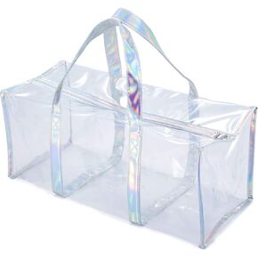 Clear PVC Travel Makeup Toiletry Storage Bag Large Capacity Plastic Tote Bag Cosmetic Clothes Organizer Bag for Men and Women