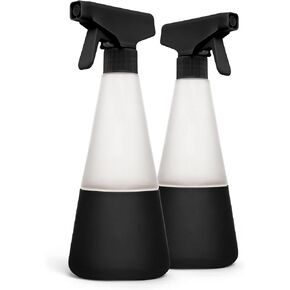 Cleancult Glass Spray Bottles (16oz, 2 Pack) - Refillable All Purpose Cleaning Spray Bottle - BPA-Free Plastic Nozzle & Non Slip Silicone Sleeve - Shatter Resistant, Dishwasher Safe - Stone