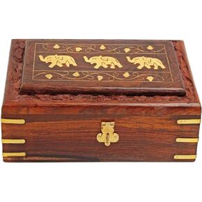 Gifts Jewelry Box Safe Elephant Rosewood Hand Carved Lovely Gift for Women Girls Mom Mother Sister Unique Artisan 8 Inches