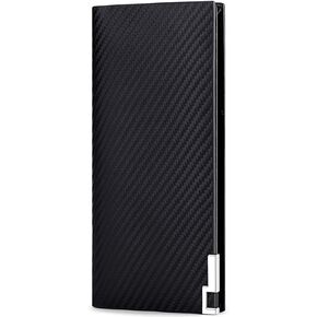 JEEBURYEE Men's Vintage Genuine Leather Long Bifold Wallet RFID Blocking Card Holder
