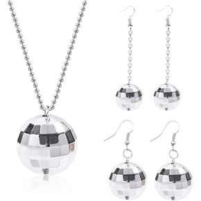 Disco Ball Earrings for Women 60s or 70s Disco Ball Necklace Disco Mirror Ball Earrings Halloween Party Earrings Costume Accessories