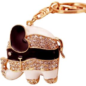 Cute Elephant Keychain Sparkling Crystal Rhinestones Keyring Lovely Animal Pendant (Blue)