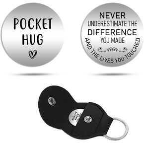 Coworker Pocket Hug,Colleague Leaving Gift,Teacher Retirement Token Gifts for Women,Thank You Gift,Never Underestimate The Difference You Make w/Leather Case Keychain #PH75 in Saudi Arabia