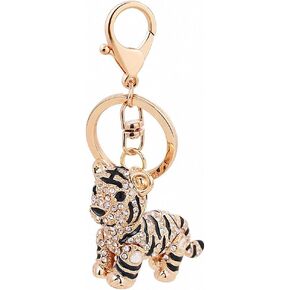 Womens Mens Creative Colorful Lovely Tiger Key Chains Gem Studded Luxury Pendant Key Holder Small Gifts for Friends in Kuwait