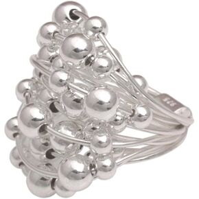 NOVICA Artisan Handmade .925 Sterling Silver Cocktail Ring Artistic from Bali Indonesia Modern 'Stellar Orbs'