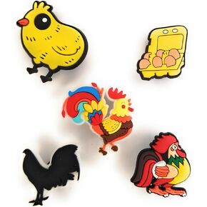 WorkedLikeACharm 5pcs Chickens Roosters Eggs Barn Farm Animal Shoe Charms for Clog Shoes Decoration Gift