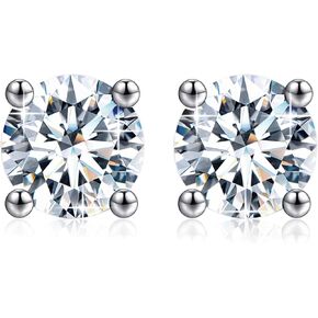 Moissanite Earrings Stud For Men And Women, 0.5ct-2.0ct Sterling Silver White Gold Plated Lab Created Diamond Studs Earring Fine Jewelry