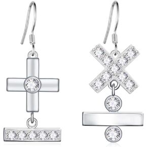Teacher Earrings Sterling Silver Math/Apple Teacher Gifts for Women Men