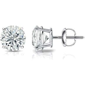1/4 Carat Lab Grown Diamond Round Stud Earrings in 14k Gold (G-H, SI1-SI2, cttw) 4-Prong Basket Screw Back by Diamond Wish