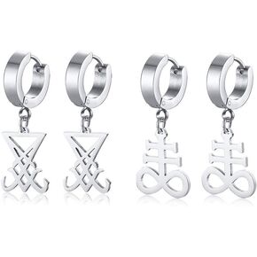 VNOX Satanic Jewerly 1-2 Pairs Church of Satan Seal of Lucifer Dangle Hinged Earrings for Men Women Teen in Kuwait