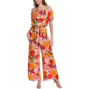 Trina Turk Womens Floral Off the Shoulder Jumpsuit