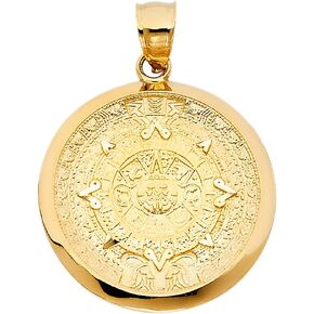 Gold Aztec Charm Mayan Calendar Pendant, 1" Diameter