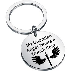 BEKECH TV Show Castiel Inspired Gift My Guardian Angel Wears a Trench Coat Keychain SPN Jewelry TV Show Fans Gift