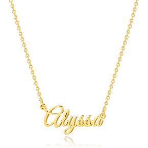 IEFSHINY Custom Name Necklace Personalized, 14K Gold Plated Name Necklace Personalized Charm Jewelry Gift for Women Customized Name Necklace Dainty Letter Necklace Mothers Day Gifts