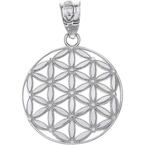 Claddagh Gold Round Flower Of Life Sacred Geometry Spiritual Necklace Pendant