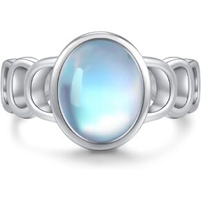 CRWENG Moonstone Ring 925 Sterling Silver Chain Rings Silver Jewelry Birthday Valentines Day Gifts for Women Girls Daughter in Kuwait