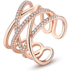 Fomissky Adjustable Criss Cross Stackable Rings for Women Teen Girls, Simulated Diamond Midi Thumb Rings Fashion Valentines Jewelry Gifts