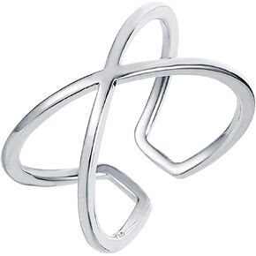 Fomissky Adjustable Criss Cross Stackable Rings for Women Teen Girls, Simulated Diamond Midi Thumb Rings Fashion Valentines Jewelry Gifts