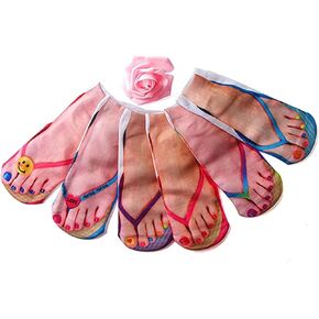Unisex 3D printed ankle socks flip flop design socks cute funny Socks - looks like you're wearing sandals and socks