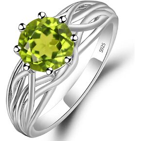 S925 Sterling Silver Round Cut 7 MM Gemstone Ring Unique Statement Ring Crossing Freeform Promise Ring Abstract Ring for Women in Kuwait