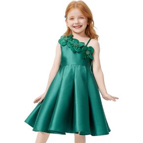 Meilleur moment الفتيات فساتين الحفلات السباغيتي حزام فستان الساتان زهرة Bowknot الظهر الربيع الزي الزفاف ملصق in Kuwait