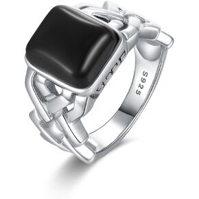 Authentic Black Onyx Rings Genuine Black Onyx Sterling Silver Rings for Men Square Gemstone Signet Rings for Men Christmas Gift for Men Boys