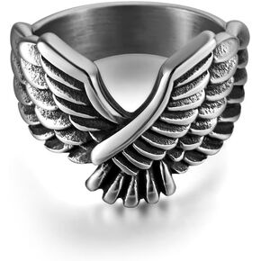 خاتم على شكل أجنحة نسر من الفولاذ المقاوم للصدأ من HstyleUnee للرجال والنساء، خواتم إبهام عصرية، مقاس 07-12، مع صندوق هدايا in Kuwait
