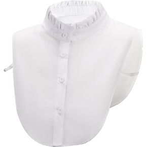 Joyci Simple Ruffles Fake Collar Detachable Dickey Collar Clothes Accessory (White)