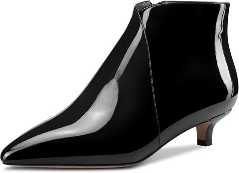 Aachcol Women Ankle Boots Short Bootie Pointed Toe Low Kitten Heel Patent Zipper Dress Shoes 1.5 Inch in Saudi Arabia