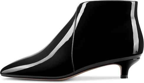 Aachcol Women Ankle Boots Short Bootie Pointed Toe Low Kitten Heel Patent Zipper Dress Shoes 1.5 Inch in Saudi Arabia