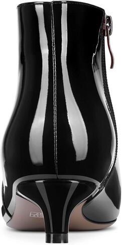 Aachcol Women Ankle Boots Short Bootie Pointed Toe Low Kitten Heel Patent Zipper Dress Shoes 1.5 Inch in Saudi Arabia