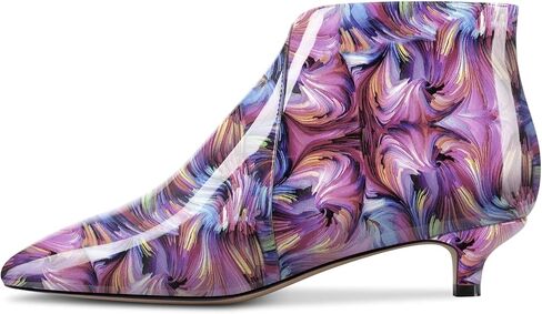 Aachcol Women Ankle Boots Short Bootie Pointed Toe Low Kitten Heel Patent Zipper Dress Shoes 1.5 Inch in Saudi Arabia