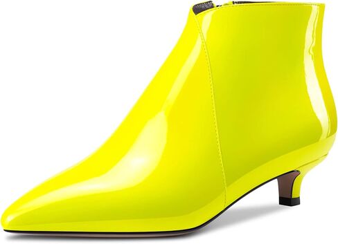 Aachcol Women Ankle Boots Short Bootie Pointed Toe Low Kitten Heel Patent Zipper Dress Shoes 1.5 Inch in Saudi Arabia